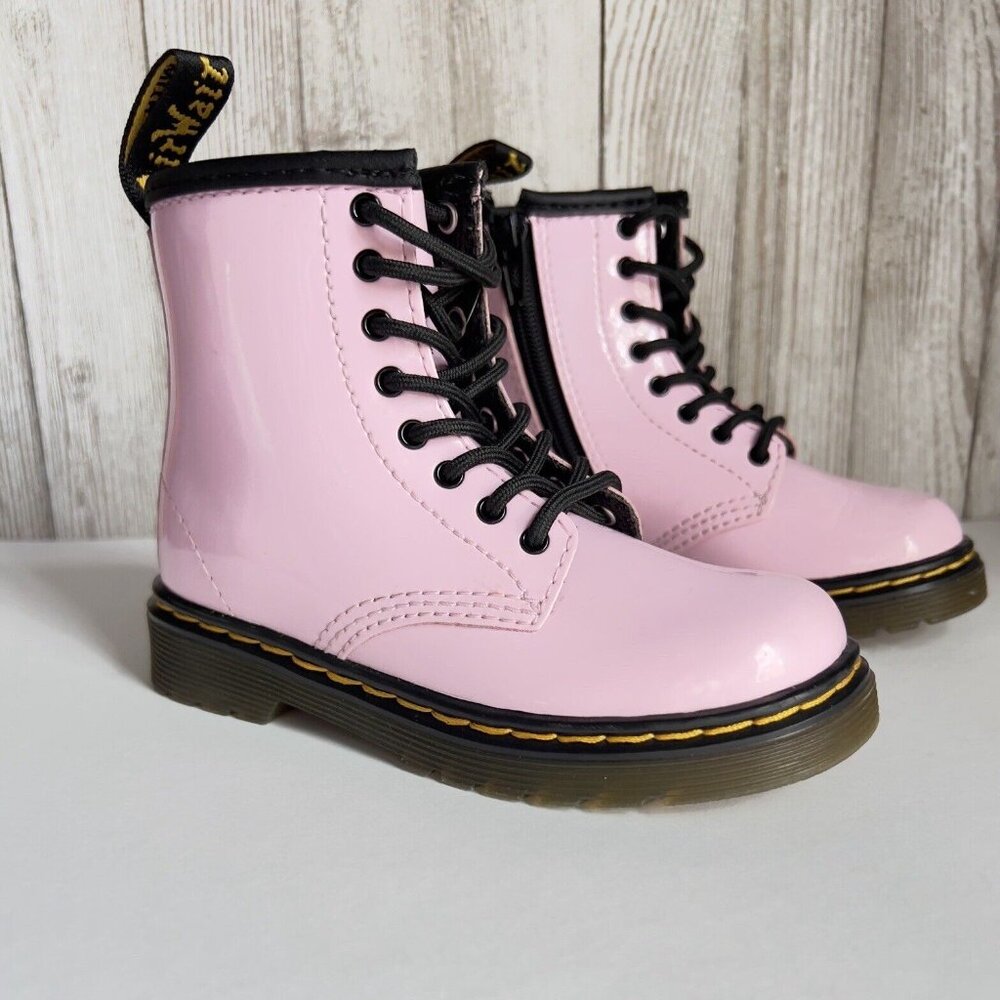 Girl's Grade School 1460 “Pale Pink” Patent Combat Boots Size 8 - Picture 9 of 16
